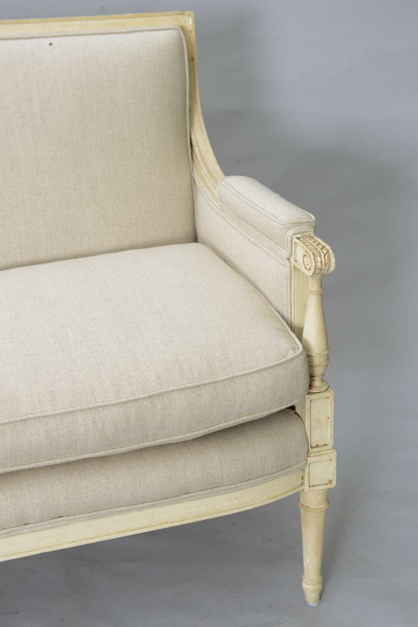Italian Swedish Style Upholstered Settee by Jansen