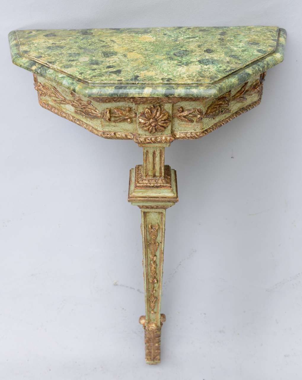 Pair of 19c. Italian Single Leg Console Tables 1