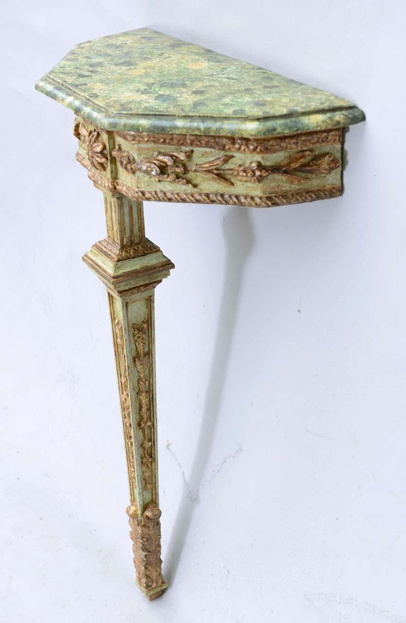 Pair of 19c. Italian Single Leg Console Tables 4