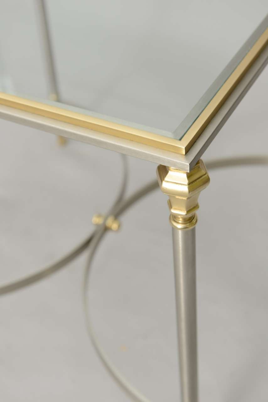 Jansen Style End Table of Polished Steel and Brass 4