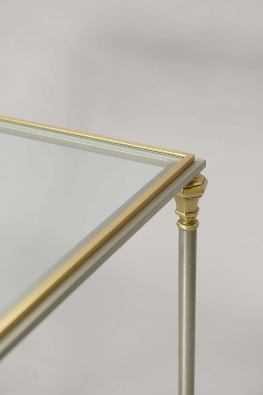 Jansen Style End Table of Polished Steel and Brass 5