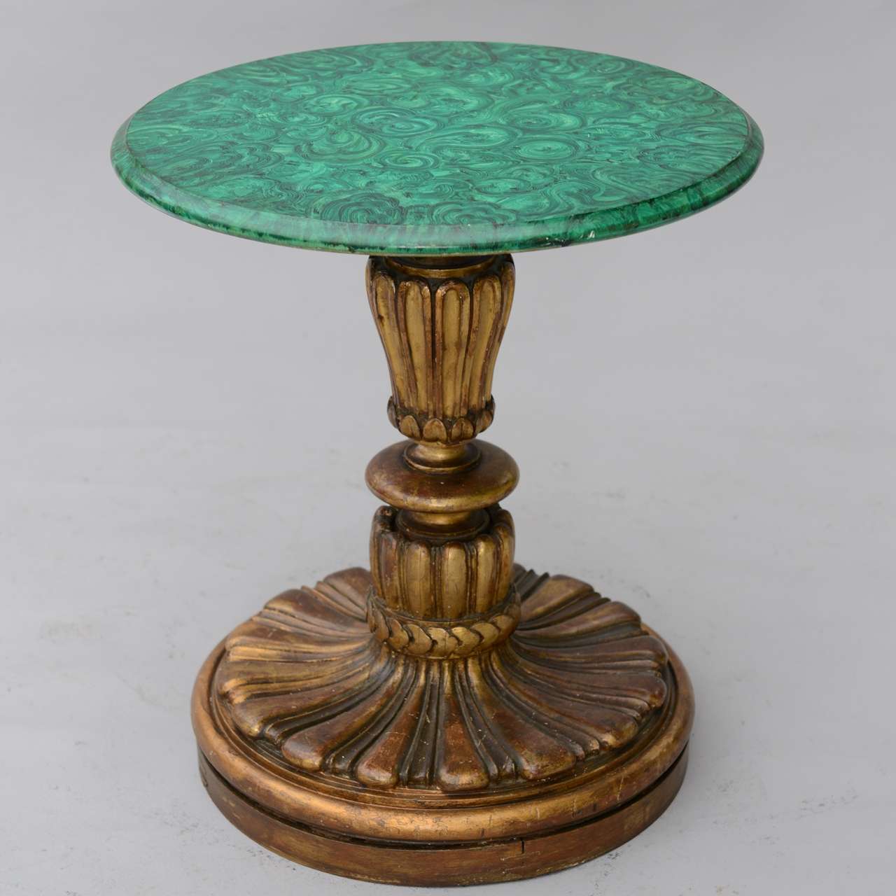 Round Italian Accent Table with Faux Malachite Top