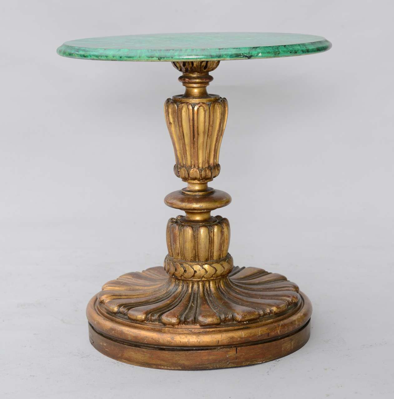 Round Italian Accent Table with Faux Malachite Top In Good Condition In West Palm Beach, FL