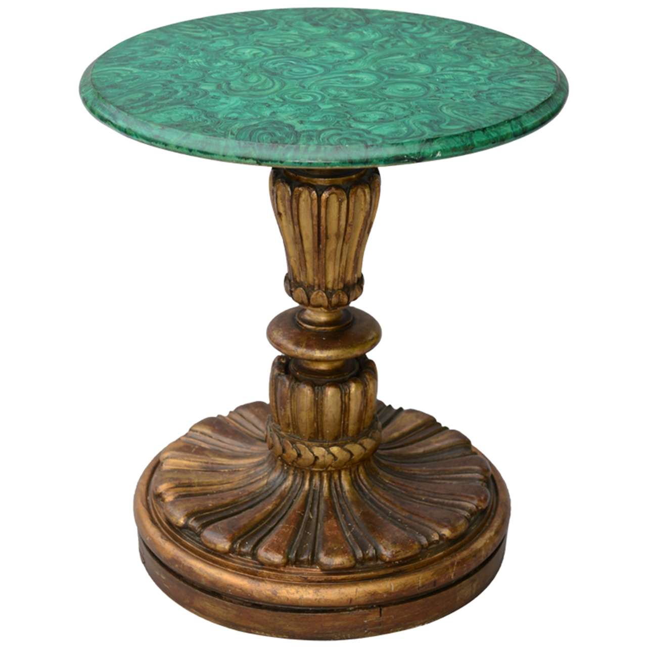 Round Italian Accent Table with Faux Malachite Top