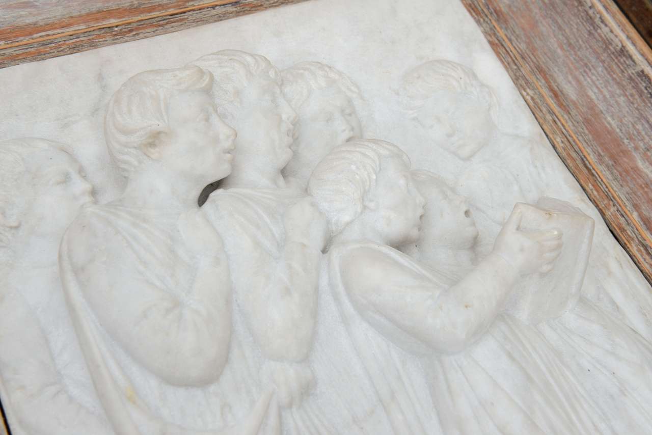 Pair of Early Italian Carved Marble Plaques For Sale at 1stDibs