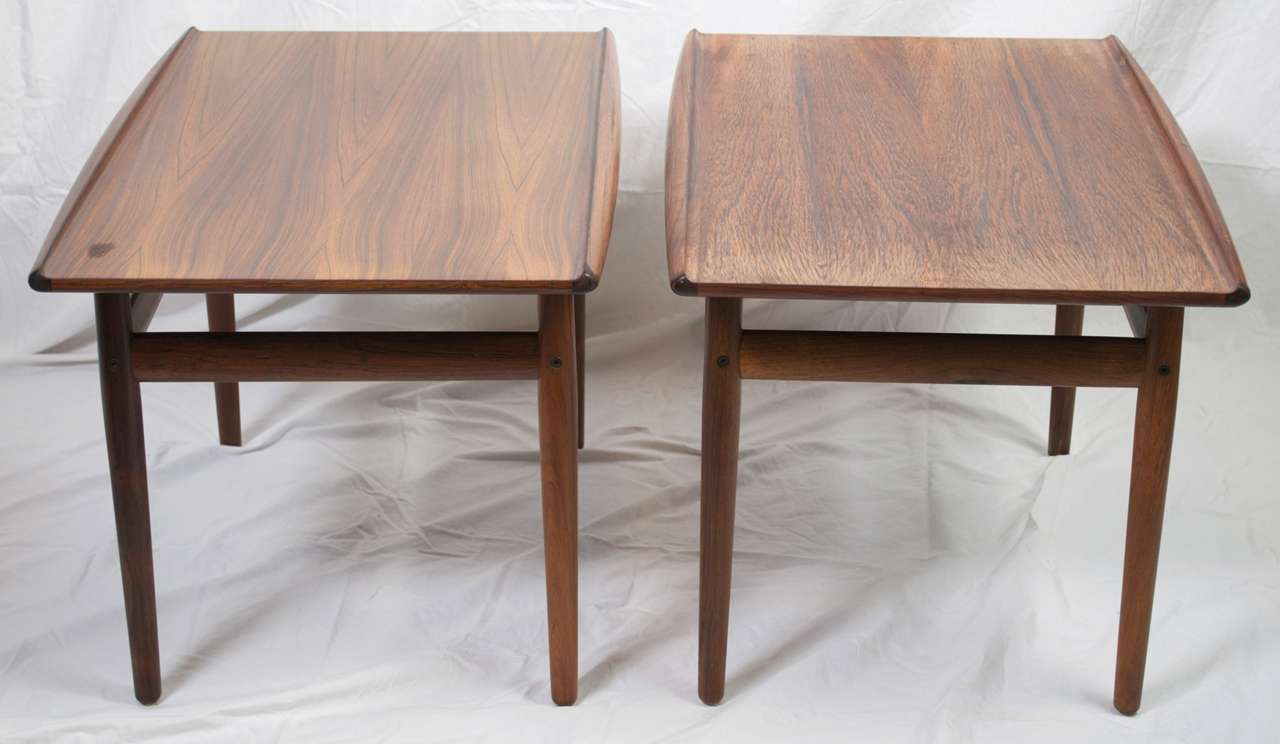 Rare Gorgeous Pair Greta Jalk Rosewood End Tables Danish Modern In Good Condition In San Francisco, CA