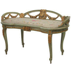 Vintage Louis XV Style Bench Needle Point Upholstery Saturday Sale!