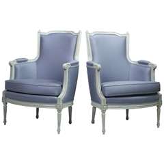 Pair Louis XVI Style French Bergere Chairs