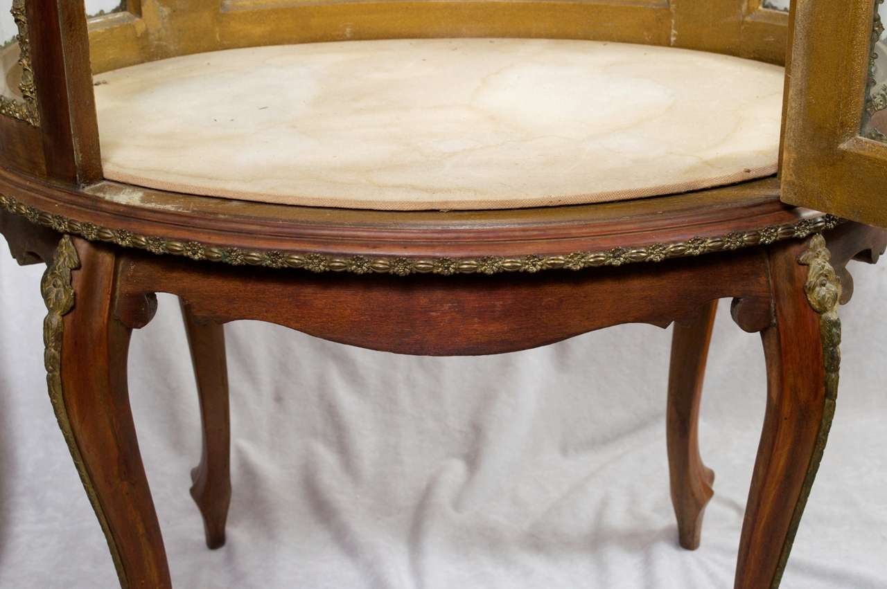 French Curved Glass Curio Cabinet