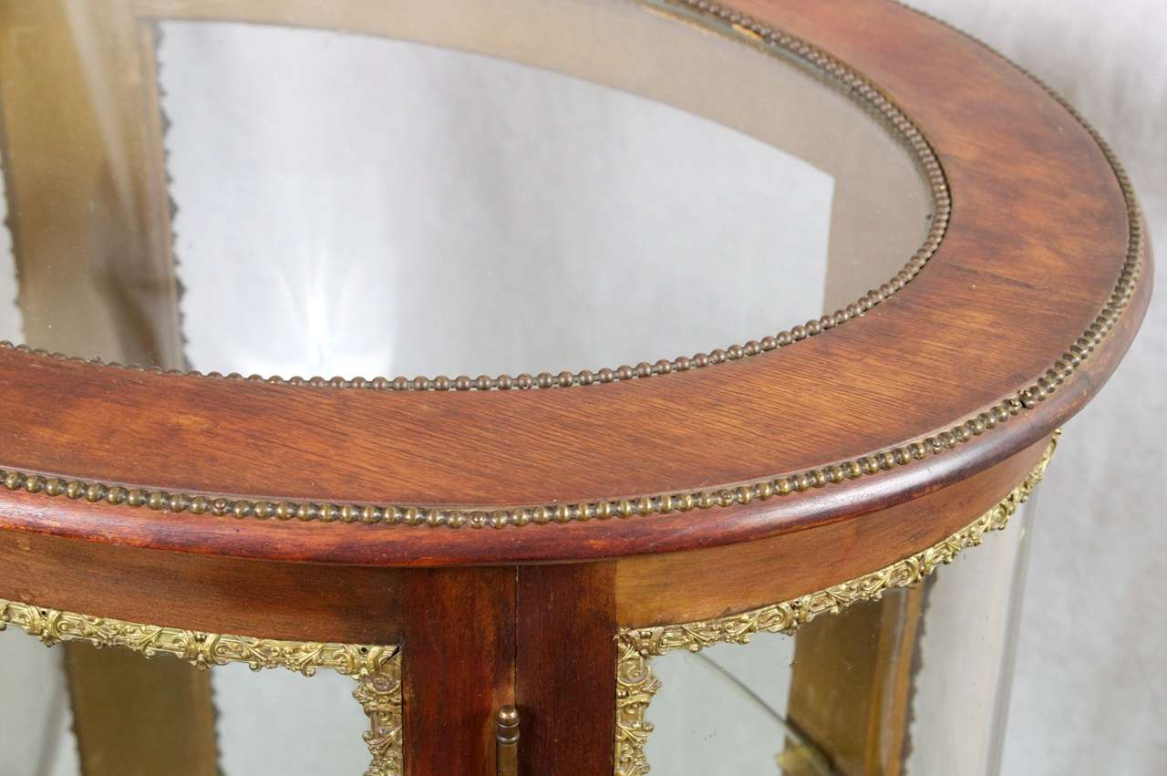 19th Century Curved Glass Curio Cabinet
