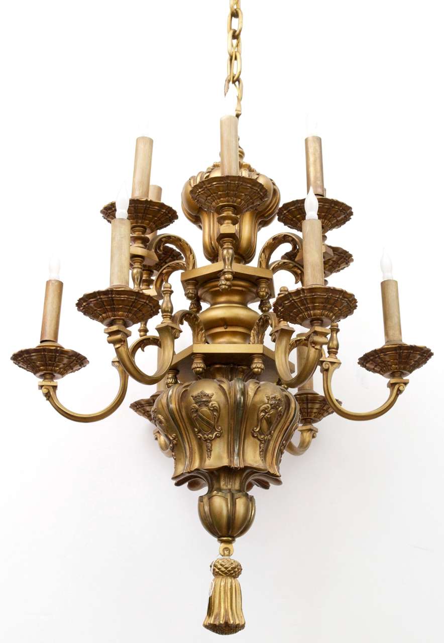Gilt Bronze 12 Light Chandelier