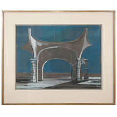A Surrealist Painting of an Arch