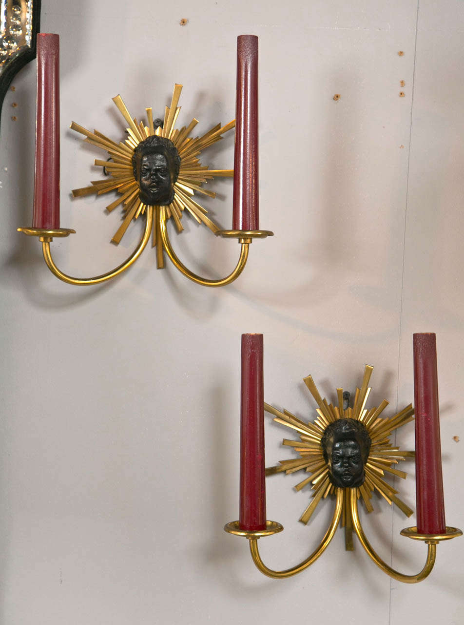 Pair of French Gilt Bronze Sconces For Sale 2