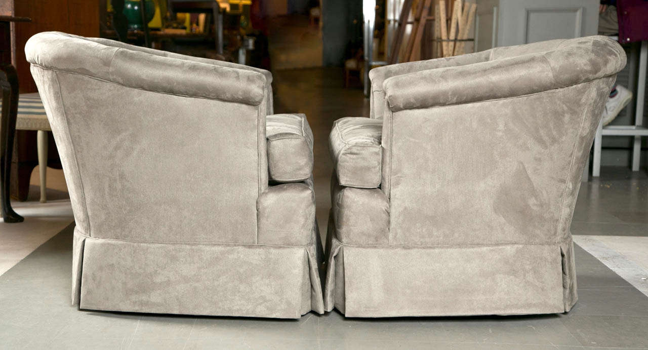Mid-Century Tufted Swivel Chairs For Sale 4