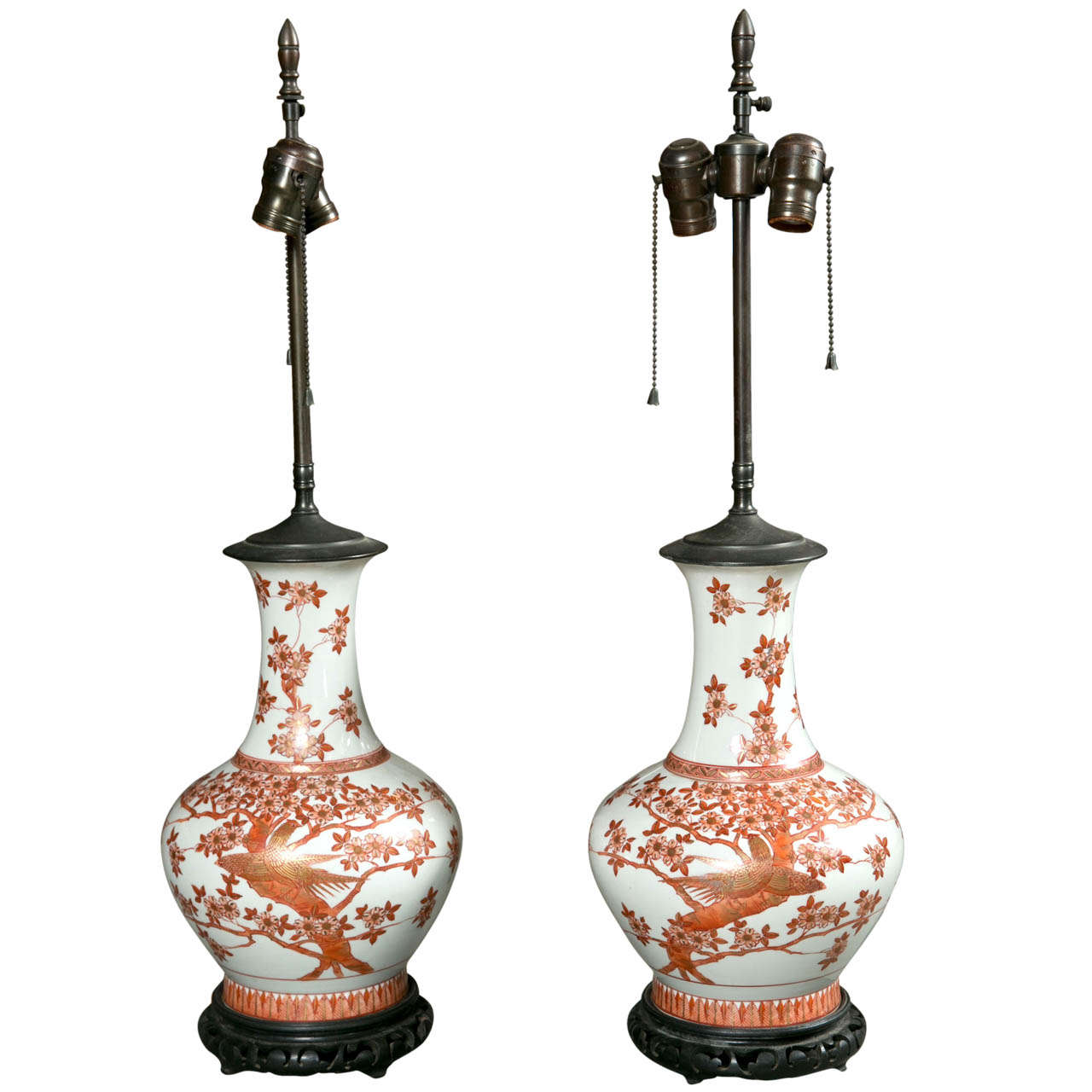 Pair of Chinese Vases as Lamps For Sale