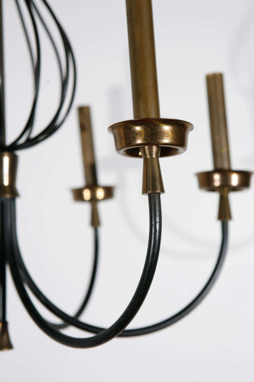 Iron and Brass French Chandelier For Sale 4