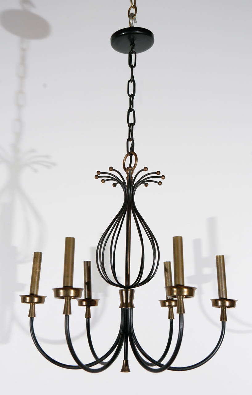 Iron and Brass French Chandelier For Sale at 1stDibs