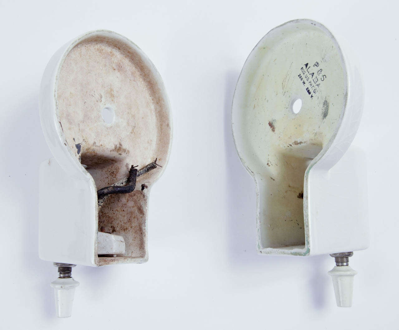 Mid-20th Century Pair Original Signed Lescaze Ceramic Wall Fixtures for Pass and Seymour For Sale