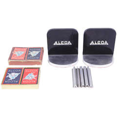 Machine Age Alcoa Advertising Desk Set, Vitrolite, Extruded Aluminum Art Deco