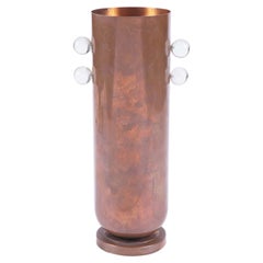 Bauhaus Influenced Art Deco Copper Vase with Lucite Ornamentation
