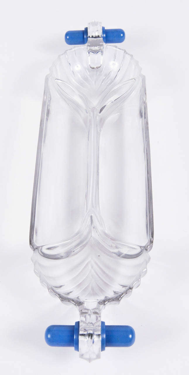 Rare Heisey Walter Von Nessen Stanhope Serving Tray with Blue Phenolic