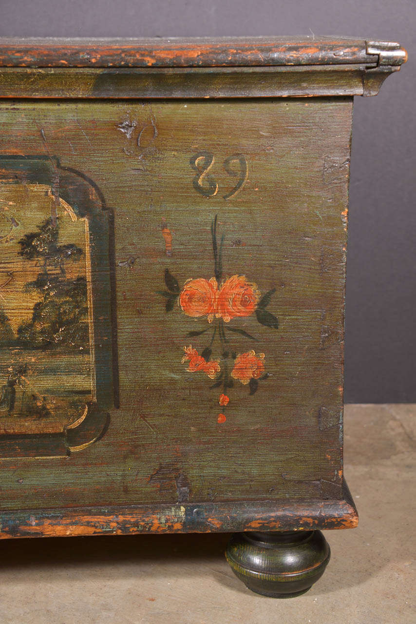 18th Century Painted Trunk In Excellent Condition In Houston, TX