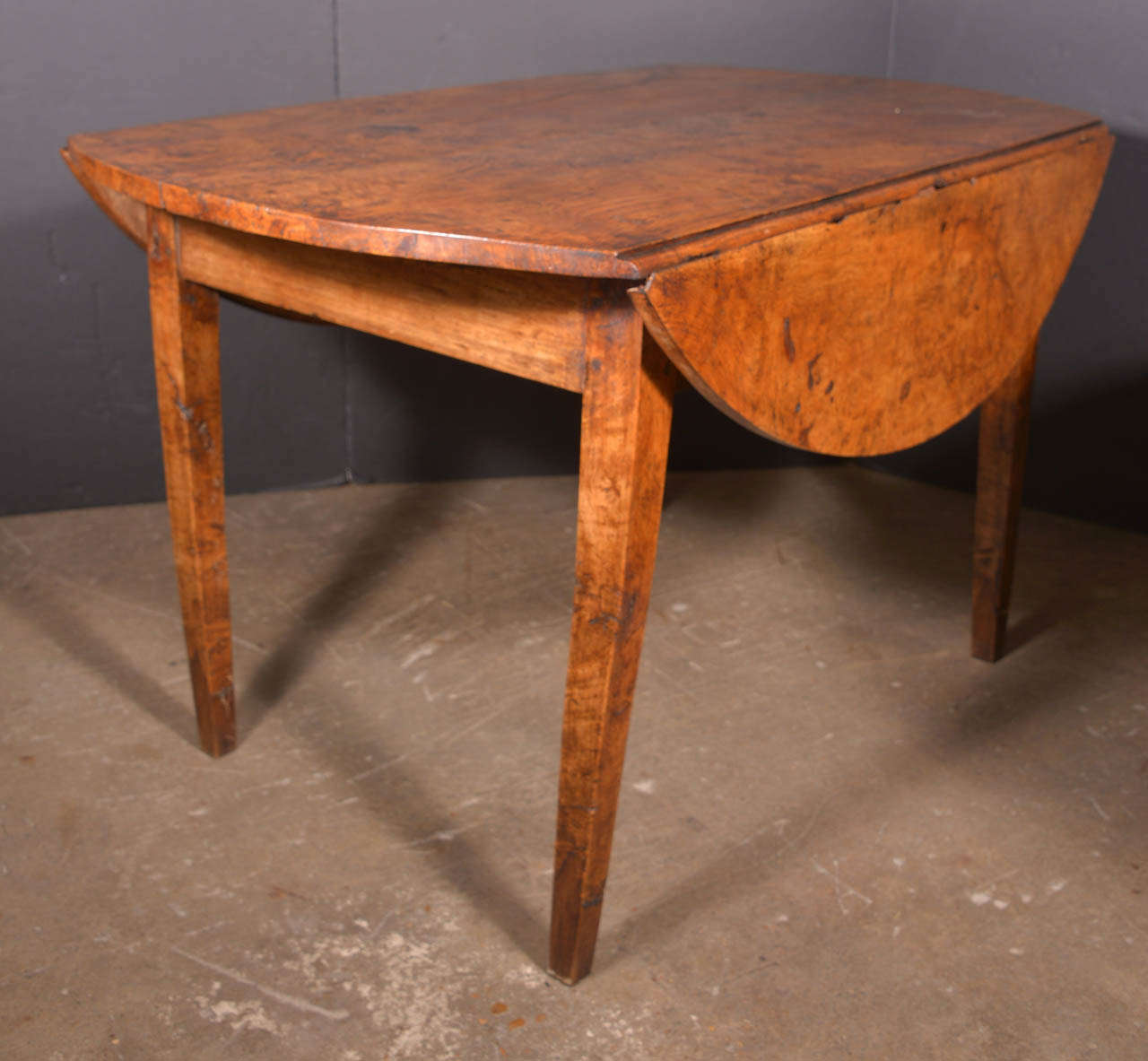 19th Century Burlwood Drop Leaf Table 1