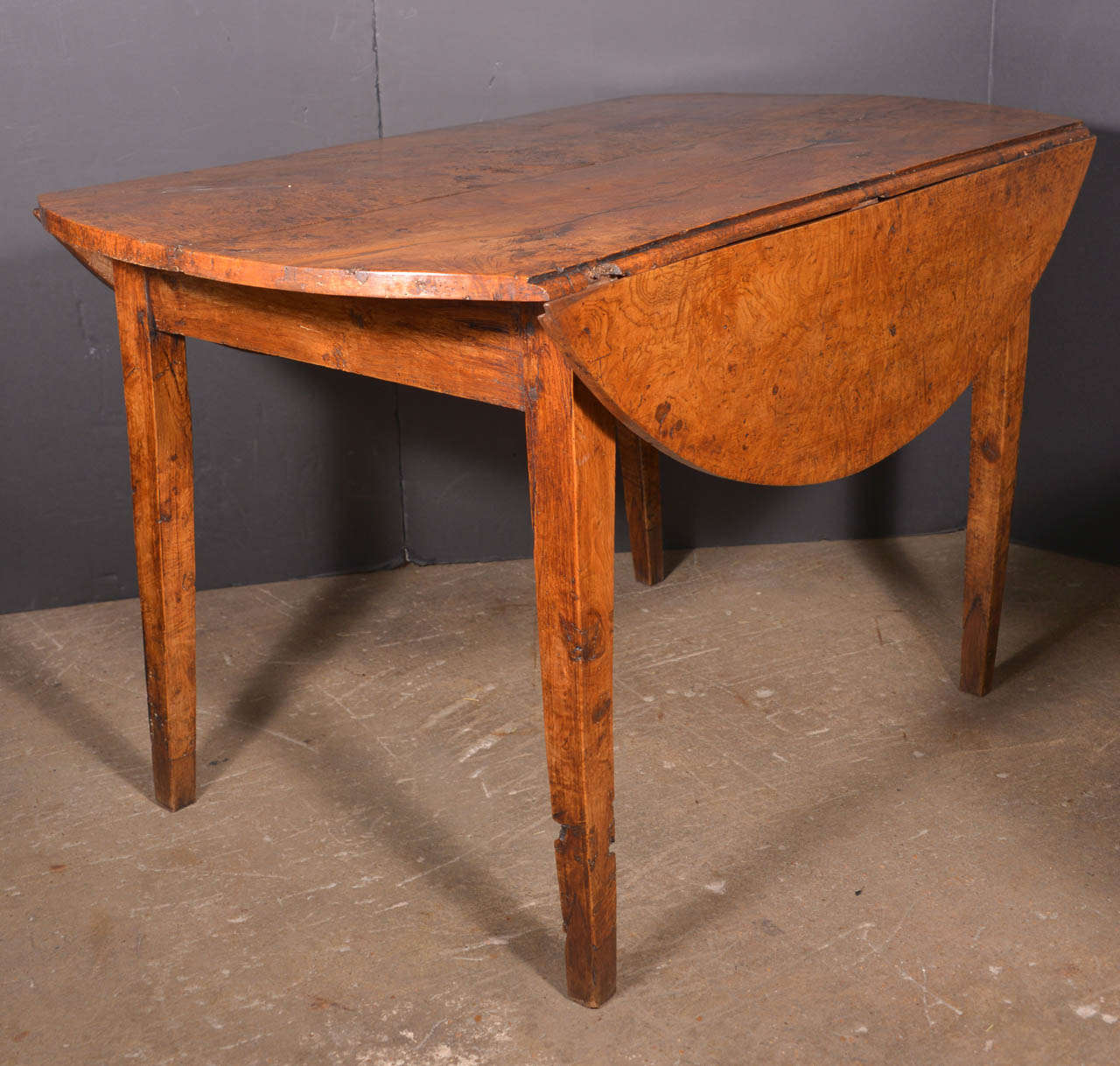 19th Century Burlwood Drop Leaf Table 4
