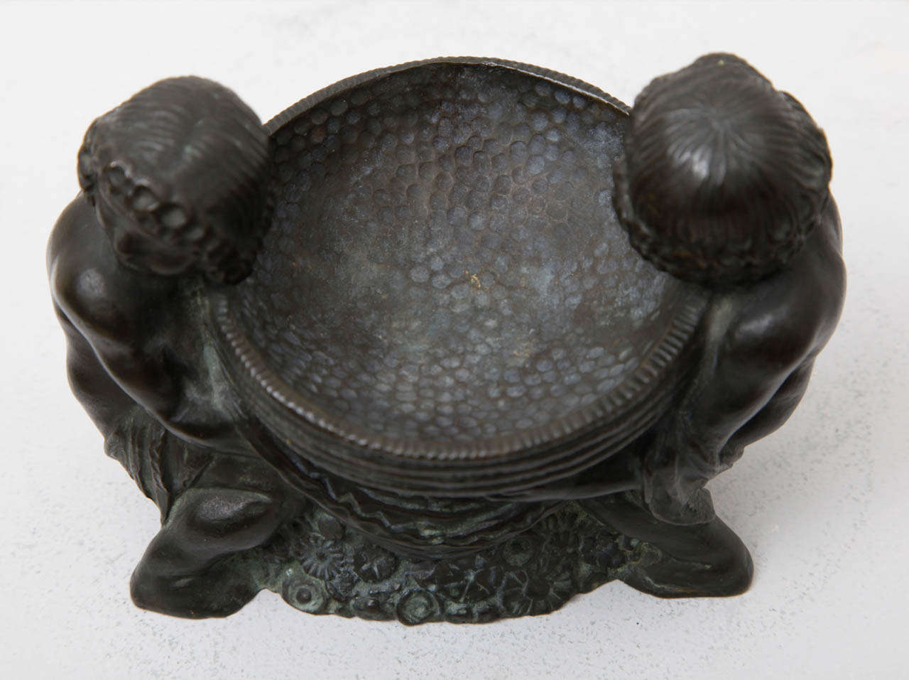 Patinated Putti Bowl For Sale