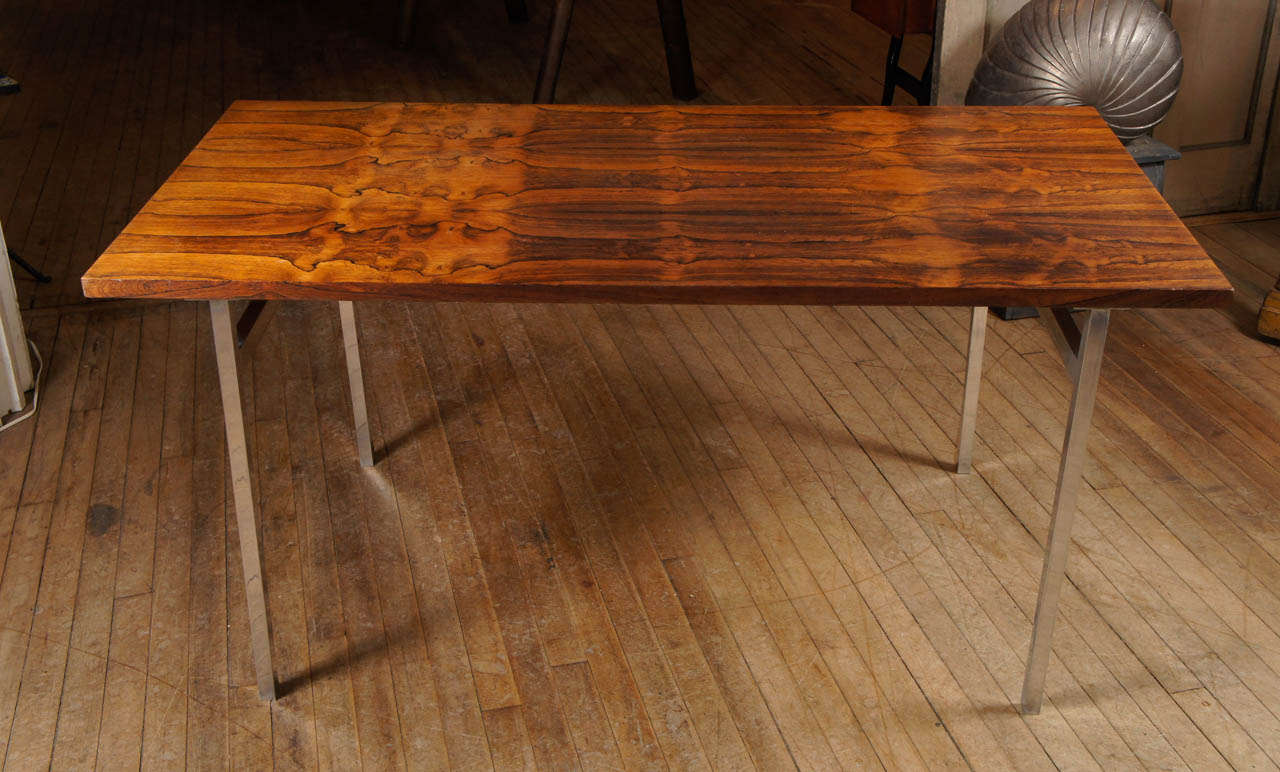 Rosewood and Chrome Table In Excellent Condition In Hudson, NY