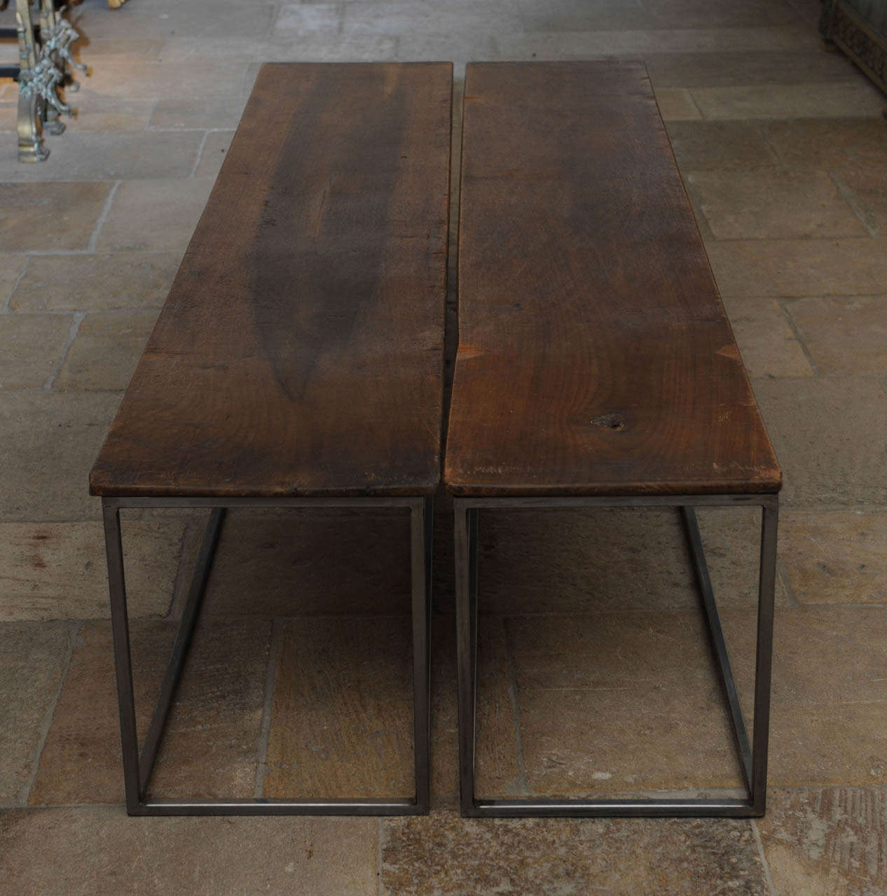 18th Century and Earlier A pair of coffee tables / side tables with early 19th Century Nutwood Tops