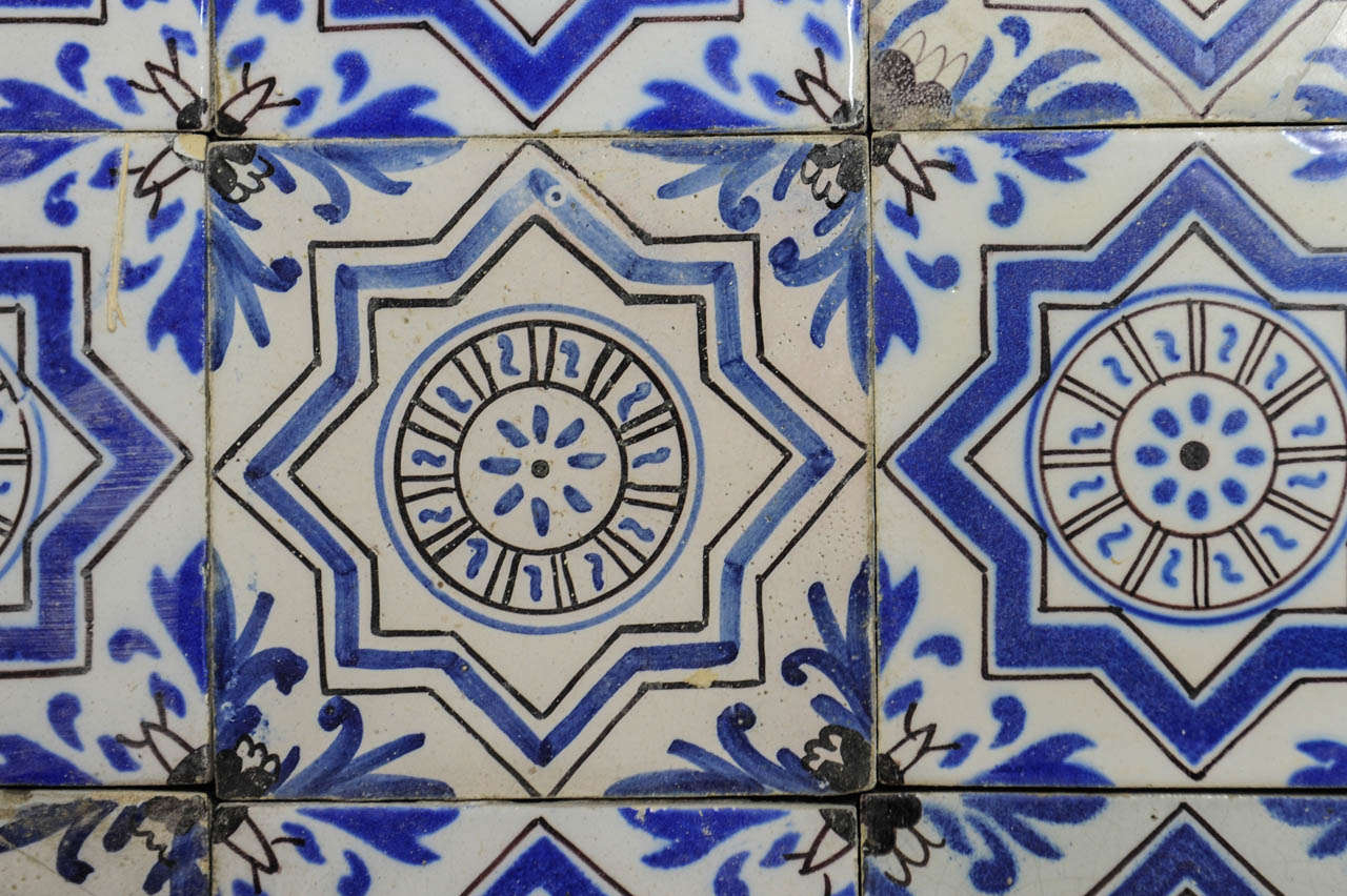 19th Century Several lots of antique Dutch patern tiles, Delft blue and manganese on white