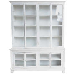 Antique Painted Display Cupboard/Cabinet/Bookcase, Late 19th Century