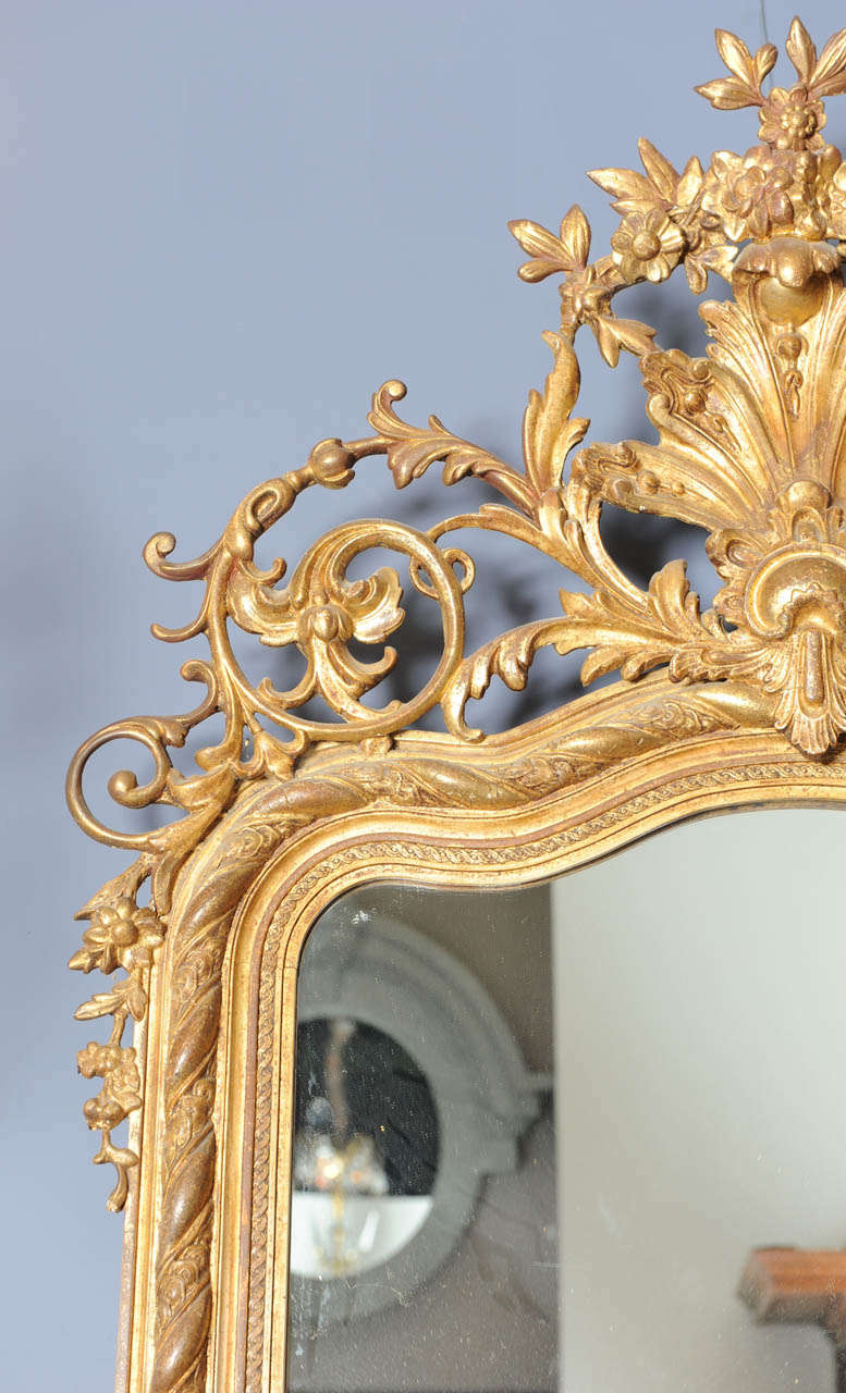 Very Rich and Elaborate French Gilt Wood Over Mantel Mirror at 1stDibs