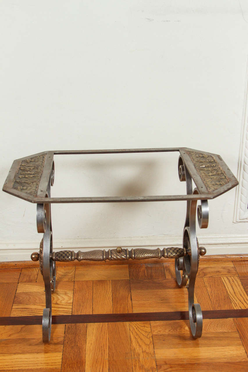 German Solid Brass and Pewter Oscar Bach Side Tray Table For Sale