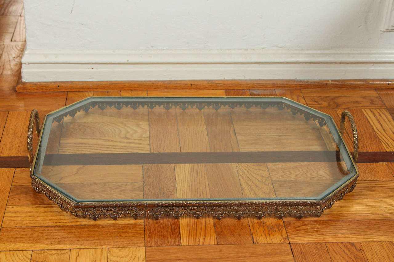 Solid Brass and Pewter Oscar Bach Side Tray Table In Good Condition For Sale In Los Angeles, CA