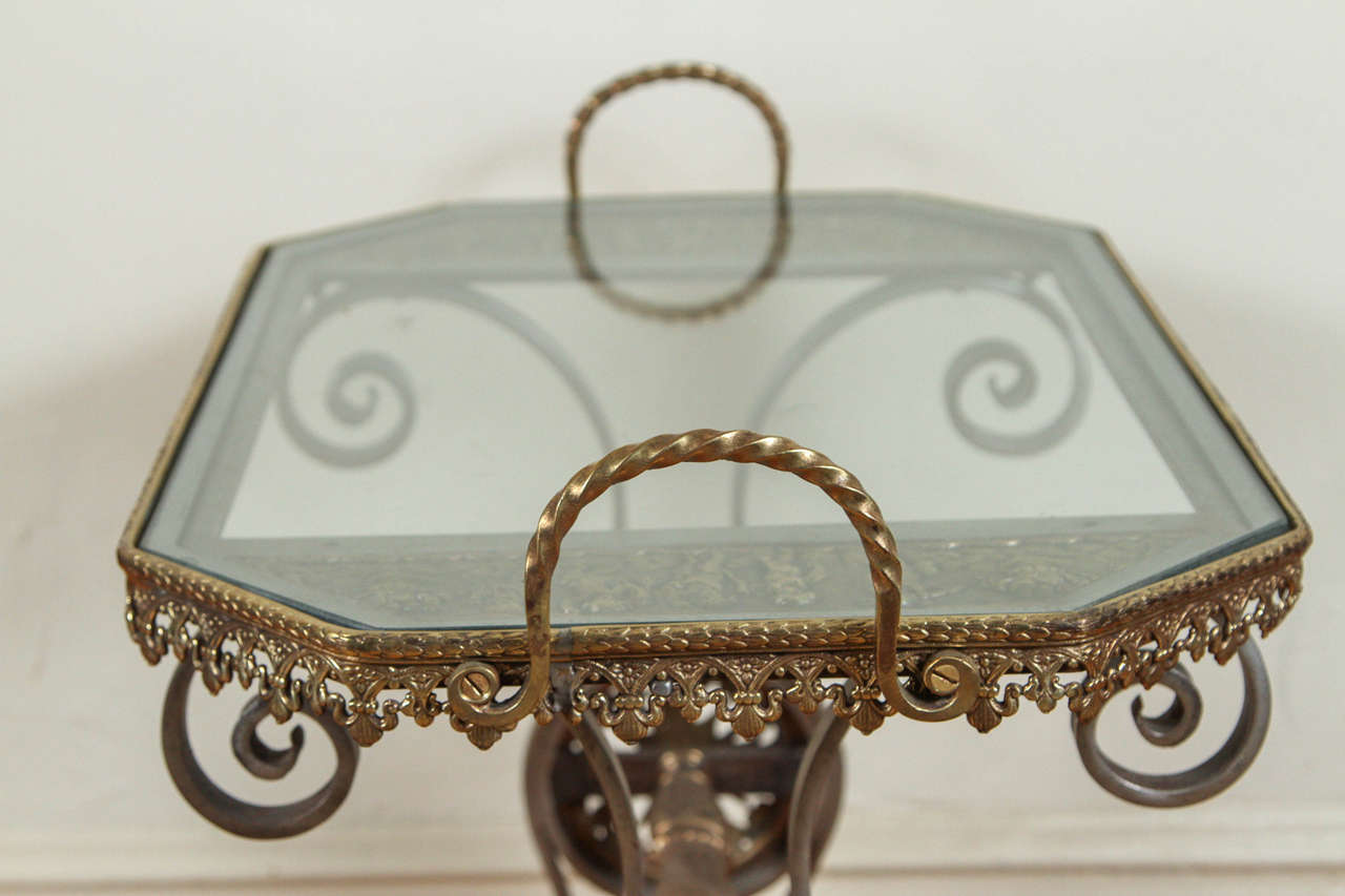 Solid Brass and Pewter Oscar Bach Side Tray Table For Sale 2