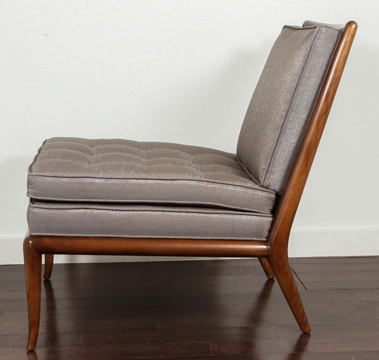 Mid-20th Century Pair of Upholstered T.H. Robsjohn-Gibbings Slipper Chairs