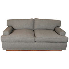 Custom Samuel Marx Sofa on Burled Oak Plinth Base