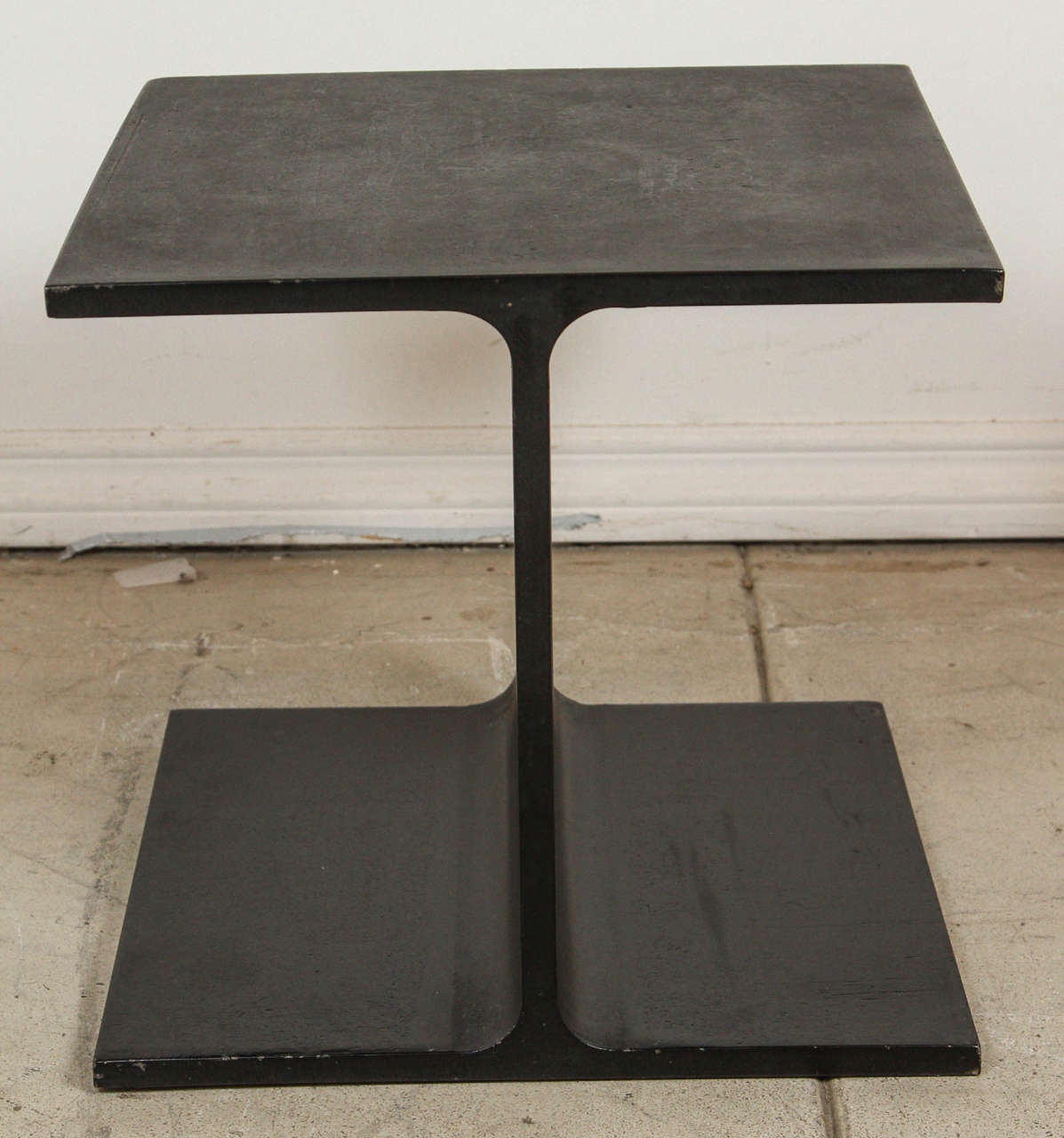 Pair of painted steel I-beam tables by Ward Bennett for Brickell, circa 1985.