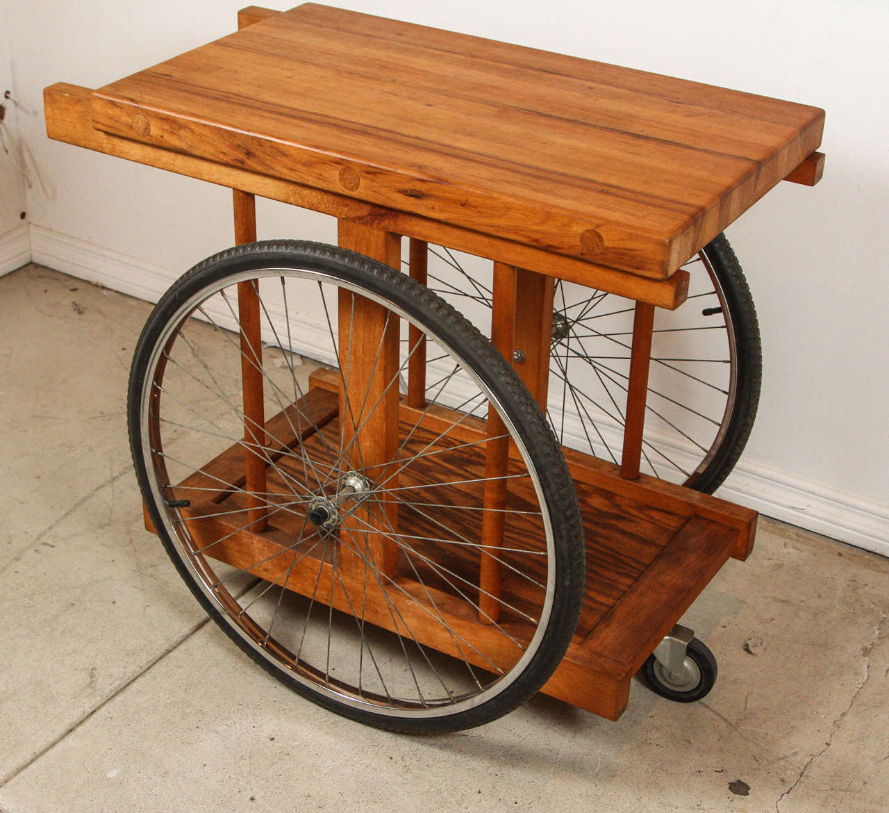 Mid-20th Century Bill Sanders Bicycle Wheel Bar Cart