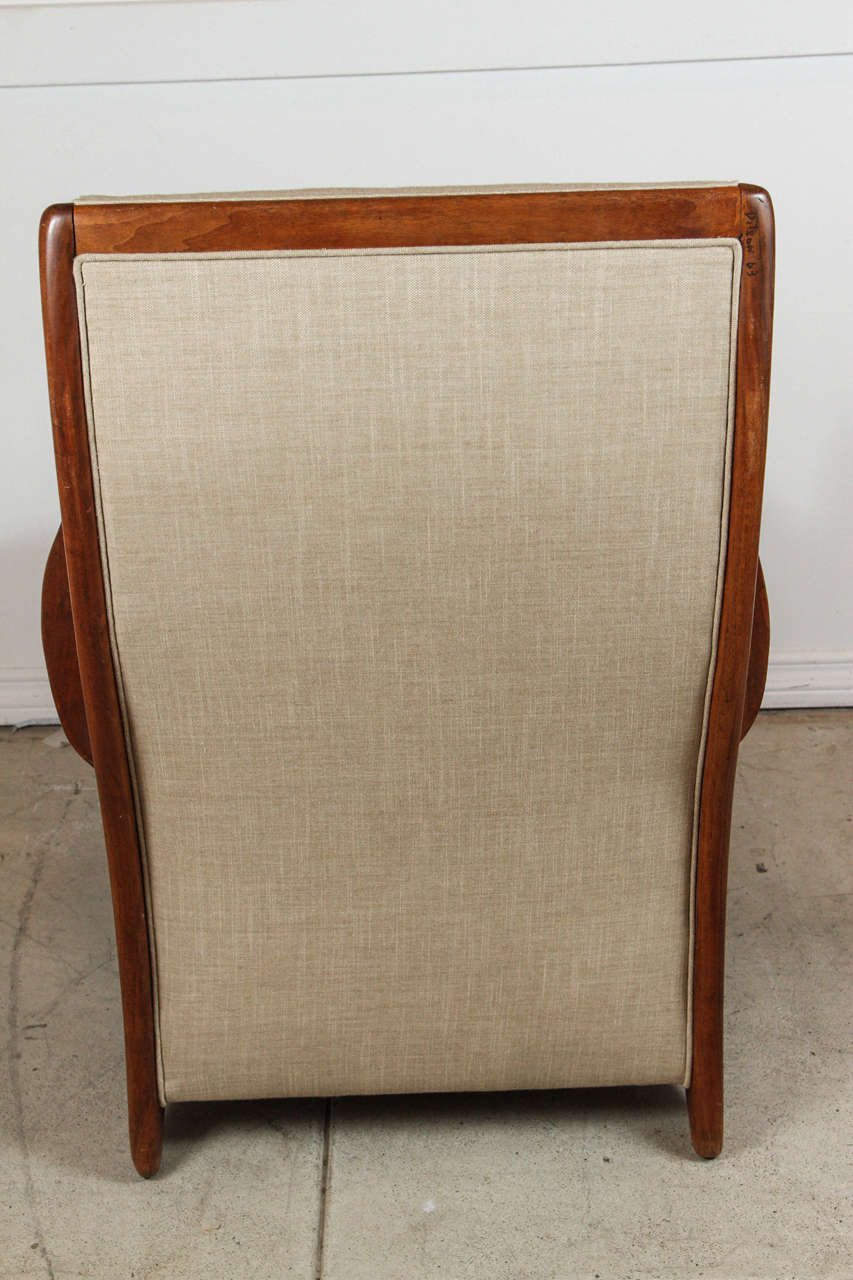 Walnut and Linen Lounge Chair by Allen Ditson 6