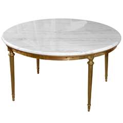 Antique French Marble and Brass Coffee Table