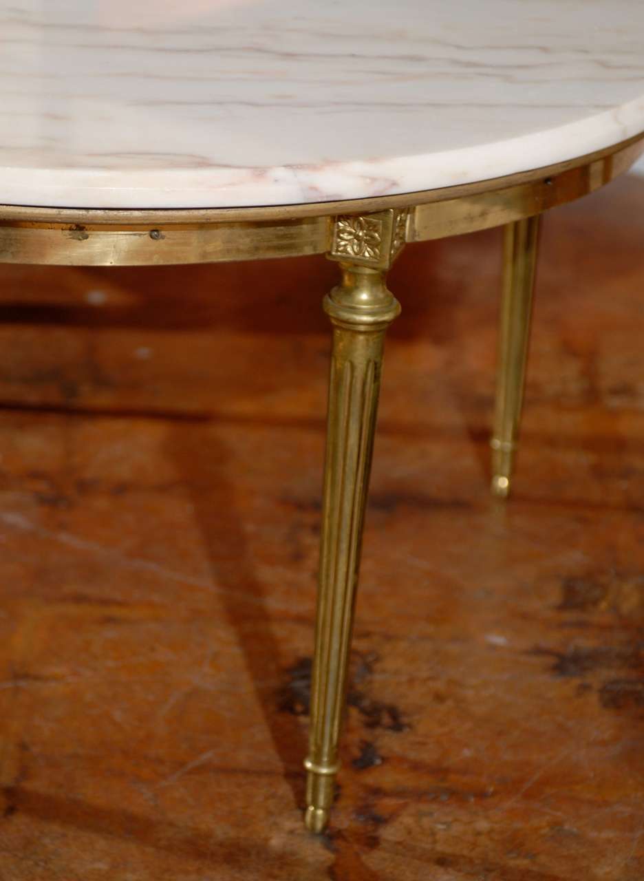 French Marble and Brass Coffee Table In Excellent Condition In Atlanta, GA