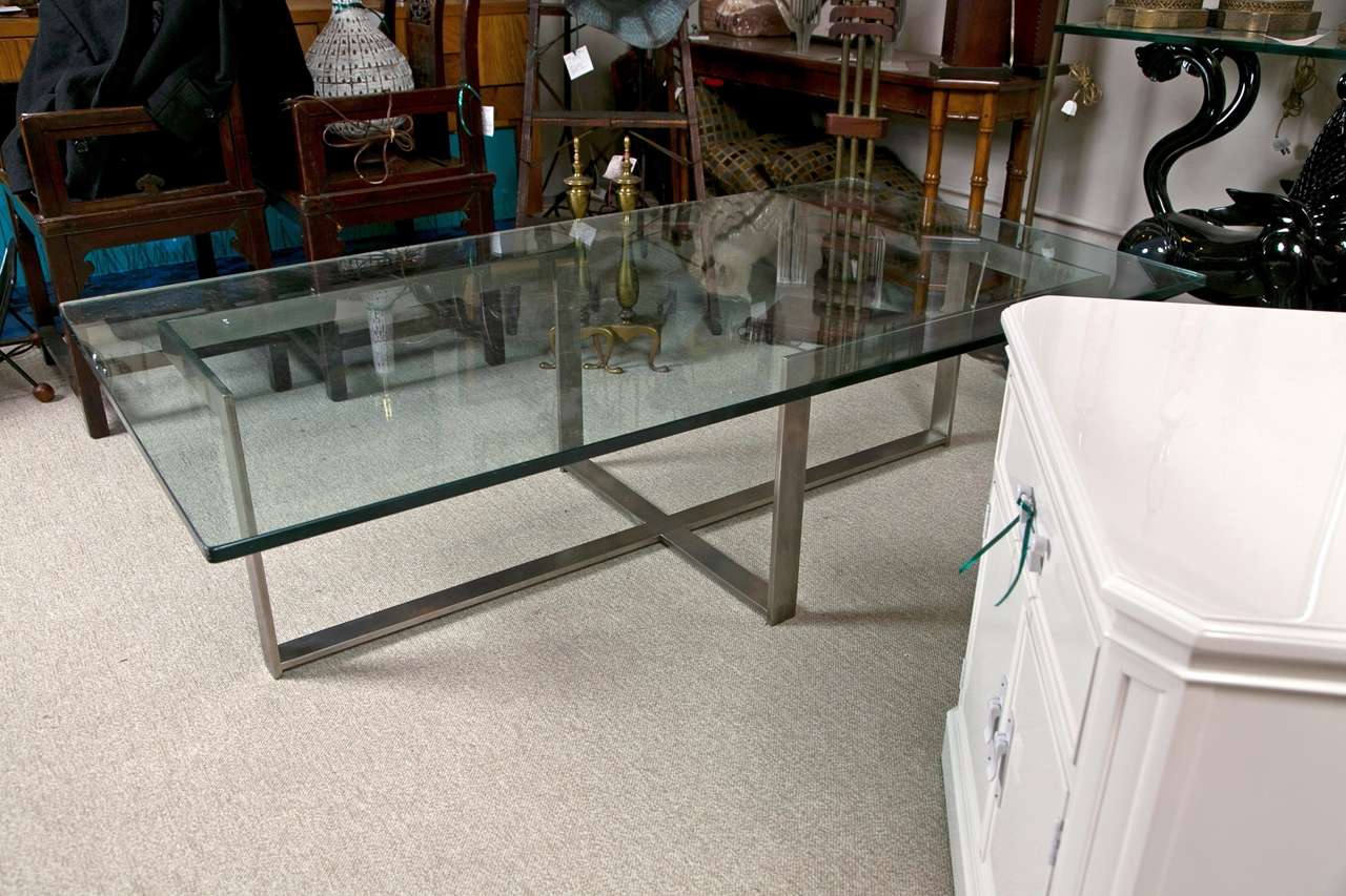 Late 20th Century Mid Century Chrome and Glass Cocktail Table