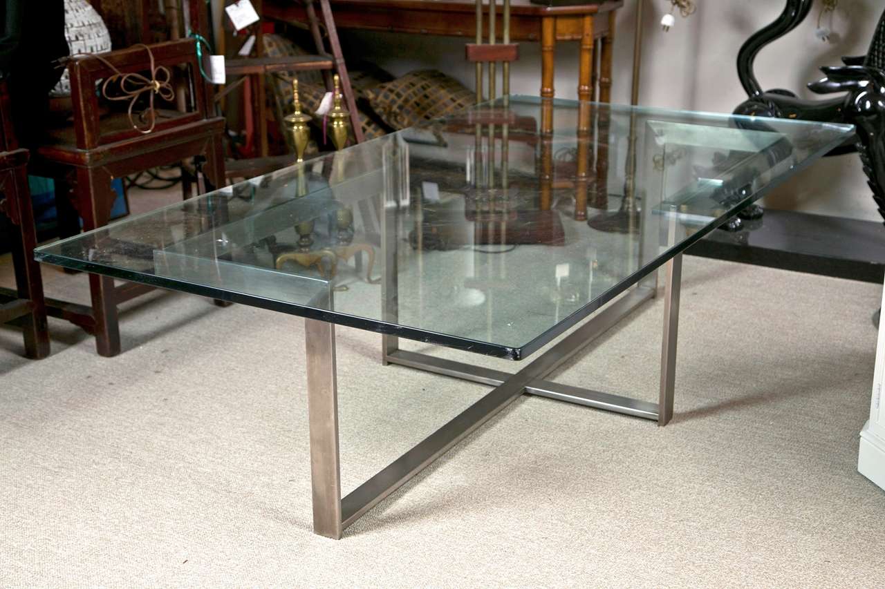 Mid Century Chrome and Glass Cocktail Table 2