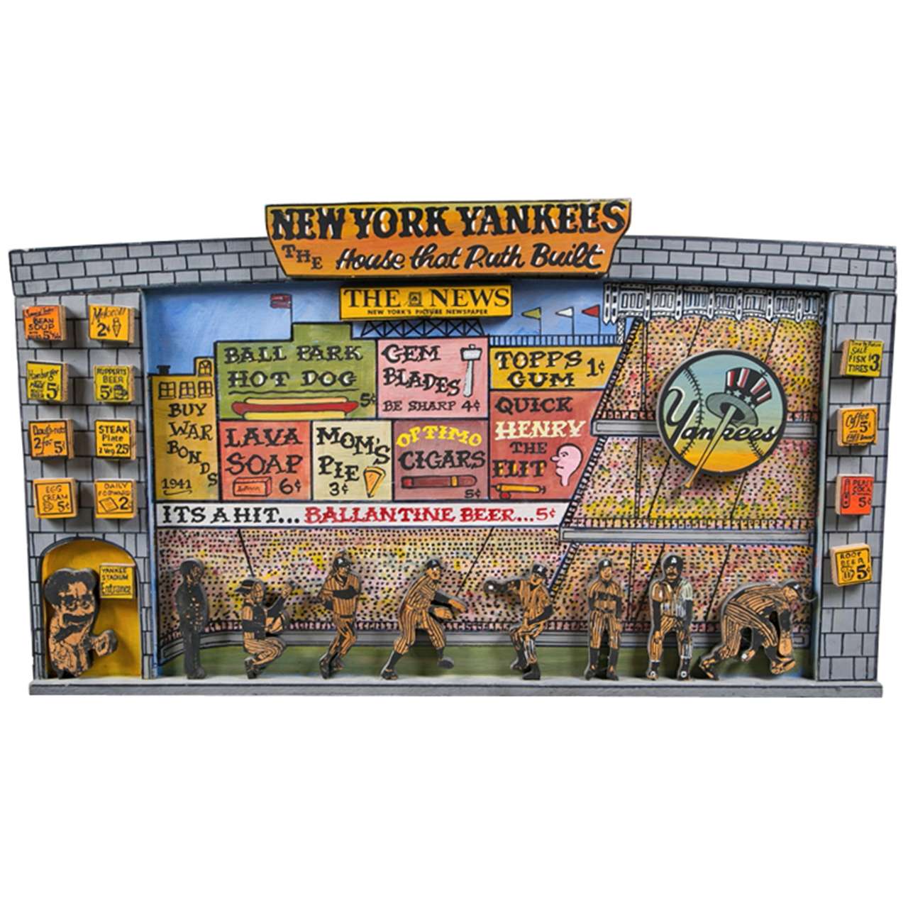 Original Three Dimentionsl Wood Painting " Yankee Stadium" For Sale