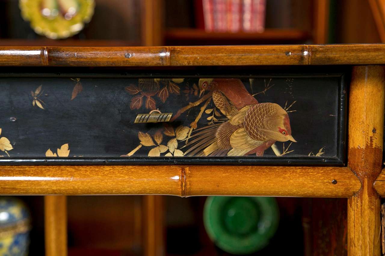 Victorian Chinoiserie Bamboo Desk In Good Condition For Sale In Bedford, NY