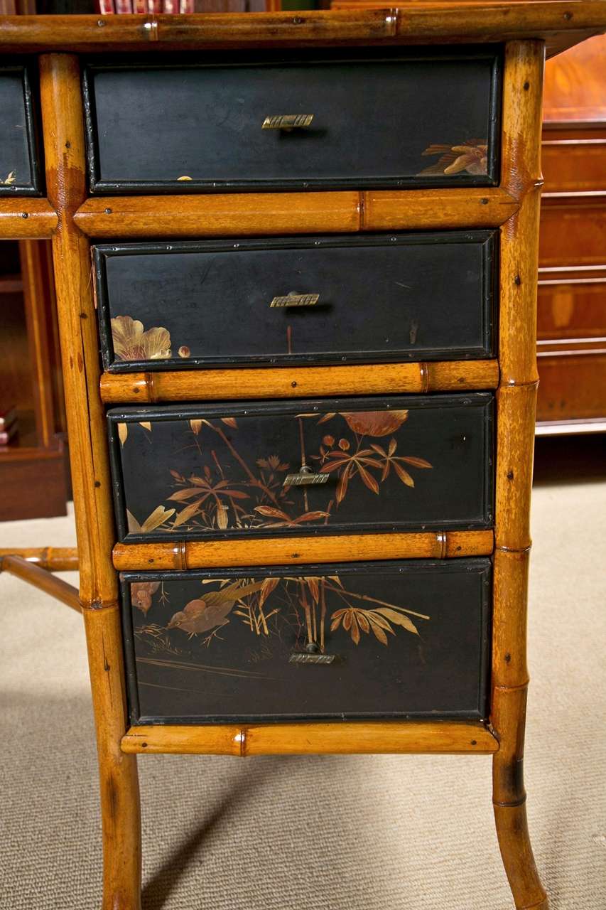 19th Century Victorian Chinoiserie Bamboo Desk For Sale
