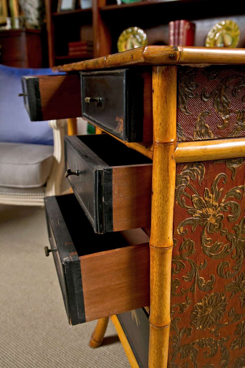 Victorian Chinoiserie Bamboo Desk For Sale 3